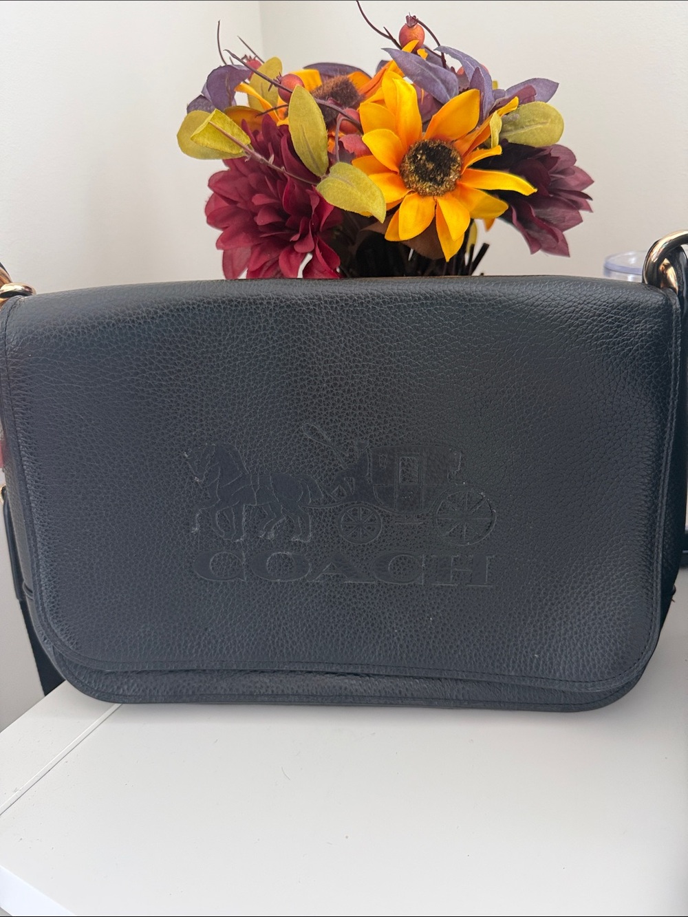 Coach Black Pebbled Leather Crossbody Bag